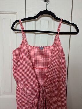aerie Red Gingham Tie-Front Sundress